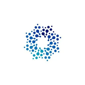 Isolated abstract round shape blue color logo, dotted logotype, water element Stock Illustration