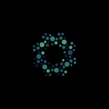 Isolated abstract round shape blue color logo, dotted logotype, water element Stock Illustration