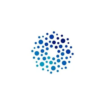 Isolated abstract round shape blue color logo, dotted logotype, water element Stock Illustration