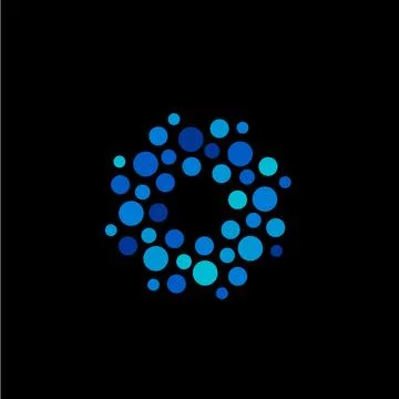 Isolated abstract round shape blue color logo, dotted logotype, water element Stock Illustration