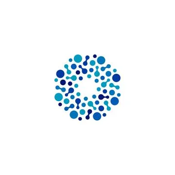 Isolated abstract round shape blue color logo, dotted logotype, water element Stock Illustration
