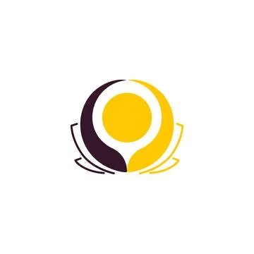 Isolated abstract round shape flower vector logo. Unusual yellow water lily Stock Illustration