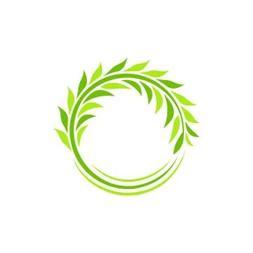Isolated abstract round shape green color plant vector logo. Wheat ear logotype イラスト素材