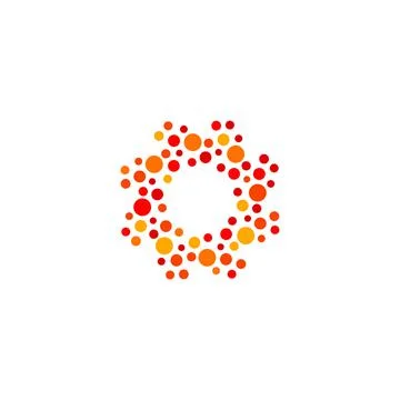 Isolated abstract round shape orange and red color logo, dotted stylized sun Stock Illustration