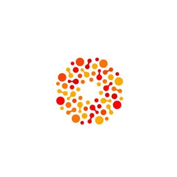 Isolated abstract round shape orange and red color logo, dotted stylized sun Stock Illustration