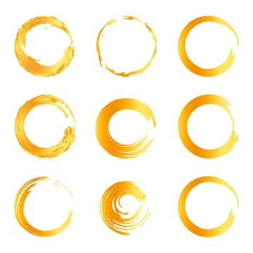 Isolated abstract round shape orange color logo collection, sun logotype set Stock Illustration