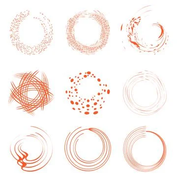 Isolated abstract round shape orange color logo collection, sun logotype set Stock Illustration