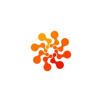 Isolated abstract round shape orange color logo, dotted stylized sun logotype on Stock Illustration