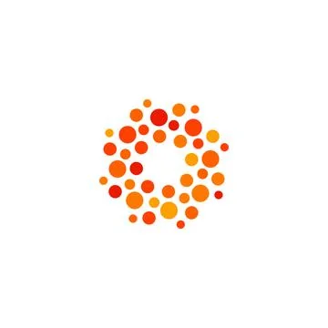Isolated abstract round shape orange and red color logo, dotted stylized sun Stock Illustration