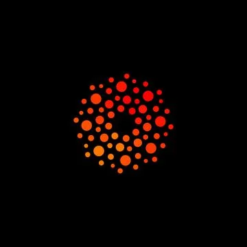 Isolated abstract round shape orange color logo, dotted stylized sun logotype on Stock Illustration