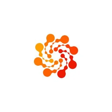 Isolated abstract round shape orange color logo, dotted stylized sun logotype on Stock Illustration