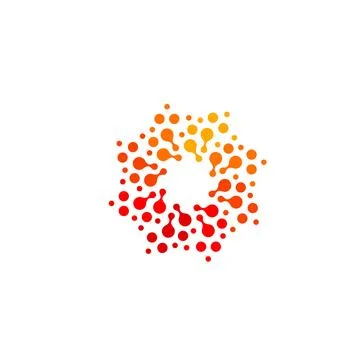 Isolated abstract round shape orange and red color logo, dotted stylized sun Stock Illustration