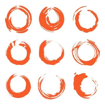 Isolated abstract round shape orange color logo collection, sun logotype set Stock Illustration