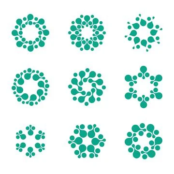 Isolated abstract round shape winter logo set on white background. Green color Stock Illustration