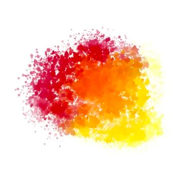 Isolated abstract spot blot gradient burgundy, orange, yellow color white Stock Illustration