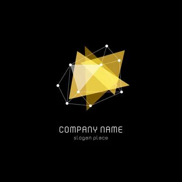 Isolated abstract translucent triangles vector logo. Geometric shape logotype on Stock Illustration