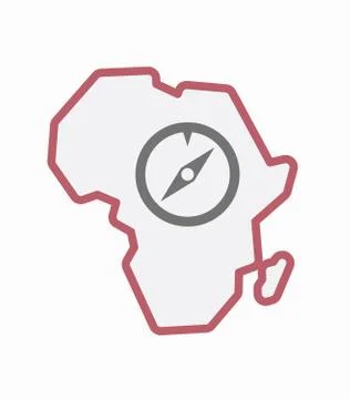 Isolated Africa map with a compass Stock Illustration
