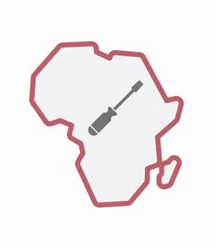 Isolated Africa map with a screwdriver Ilustración de archivo