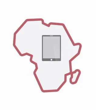 Isolated Africa map with a tablet computer Ilustración de archivo