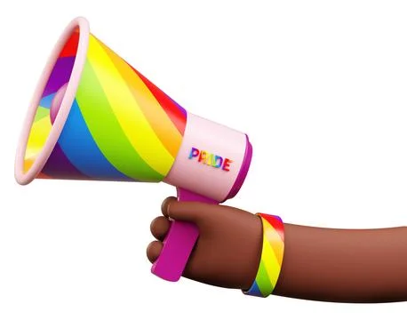 Isolated african hand with a rainbow megaphone on a white background for fo.. Fotos de archivo