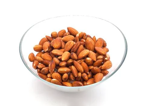 Isolated almonds on the white background Stock Photos