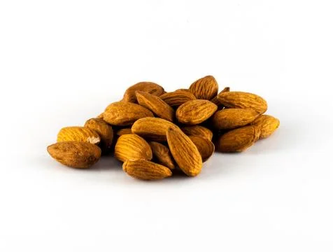 Isolated almonds on white background Stock Photos