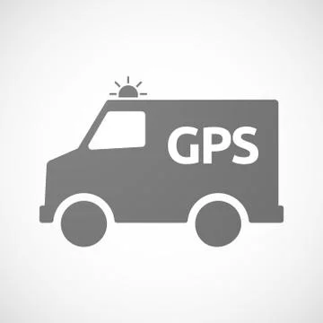 Isolated ambulance with  the Global Positioning System acronym GPS Stock Illustration
