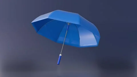 An isolated and floating single royal blue umbrella Stock Footage 321976170