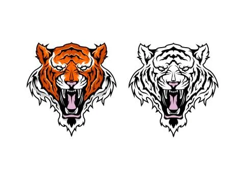 Isolated angry tiger head 2 color option vector illustration Stock Illustration