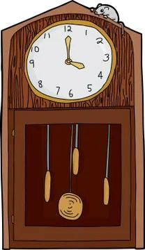 Isolated Antique Clock with Mouse Stock Illustration