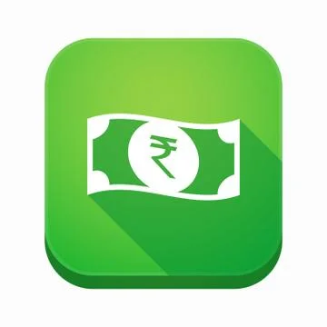 Isolated app button with  a rupee bank note icon 库存插图