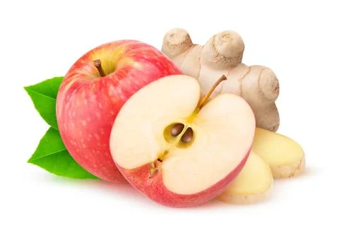 Isolated apple and ginger Stock Photos