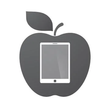 Isolated apple fruit with a tablet computer 스톡 일러스트