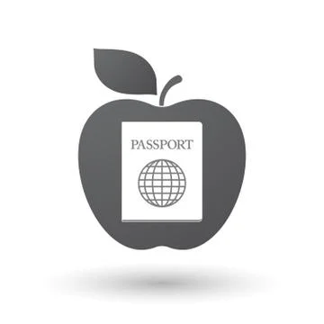 Isolated apple with  a passport Stock Illustration