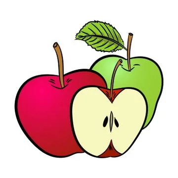 Isolated Apples on white background  - Vector Illustration Stock Illustration