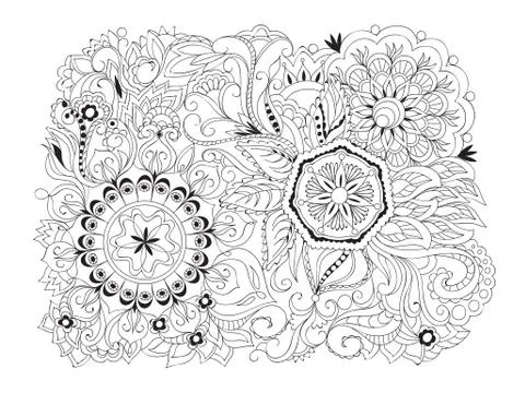 Isolated arabesque composition with mandalas Stock Illustration