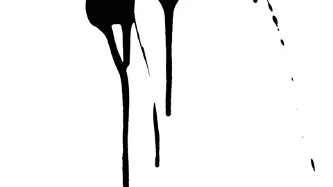 Isolated artistic black paint splatters, droplets spreading. Spilling black Stock Footage 159159416