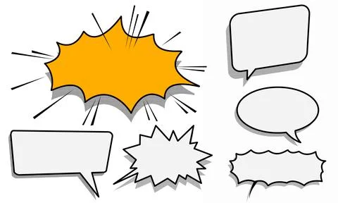 Isolated artwork illustration of comic dialog boxes on white background. Stock Illustration