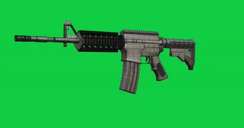 Isolated assault rifle 3d render Stock Footage 196903328