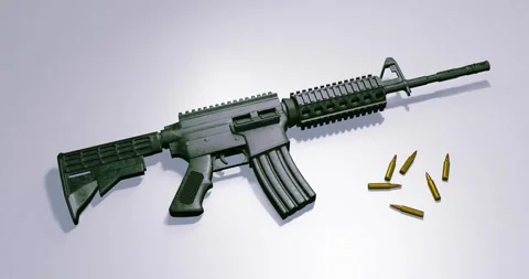 Isolated assault rifle 3d render Stock Footage 196936065