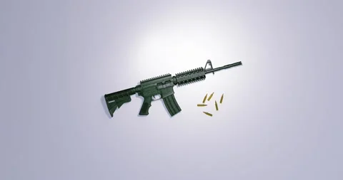 Isolated assault rifle 3d render Stock Footage 196936069