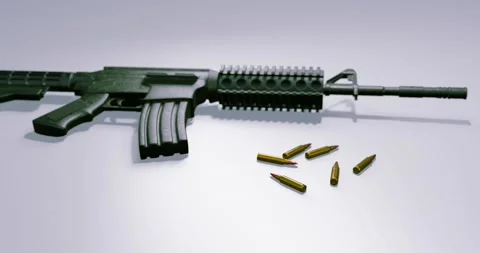Isolated assault rifle 3d render Stock Footage 196936076
