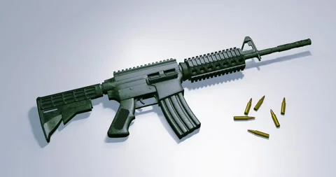 Isolated assault rifle 3d render Stock Footage 201316582