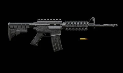 Isolated assault rifle 3d render 3d render of isolated assault rifle M4 ca... 写真素材