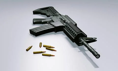 Isolated assault rifle 3d render 3d render of isolated assault rifle M4 ca... 写真素材
