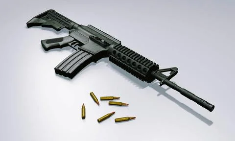Isolated assault rifle 3d render 3d render of isolated assault rifle M4 ca... 写真素材
