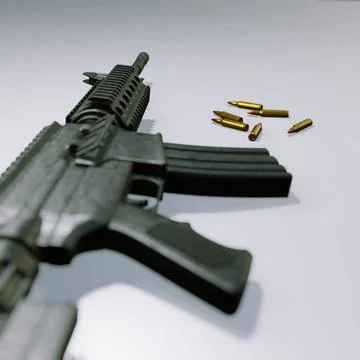 Isolated assault rifle 3d render 3d render of isolated assault rifle M4 ca... 写真素材