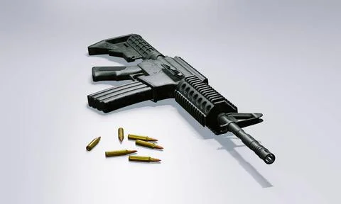 Isolated assault rifle 3d render 3d render of isolated assault rifle M4 ca... 写真素材