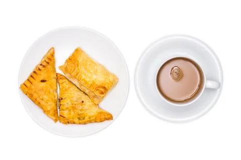 Isolated assorted flavour pie with coffee Stock Photos