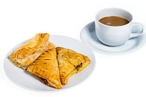 Isolated assorted flavour pie with coffee Stock-Fotos